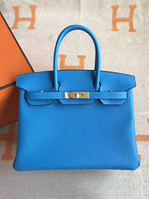 Hermes original togo leather birkin 35 bag H35-1 blue zanzibar
