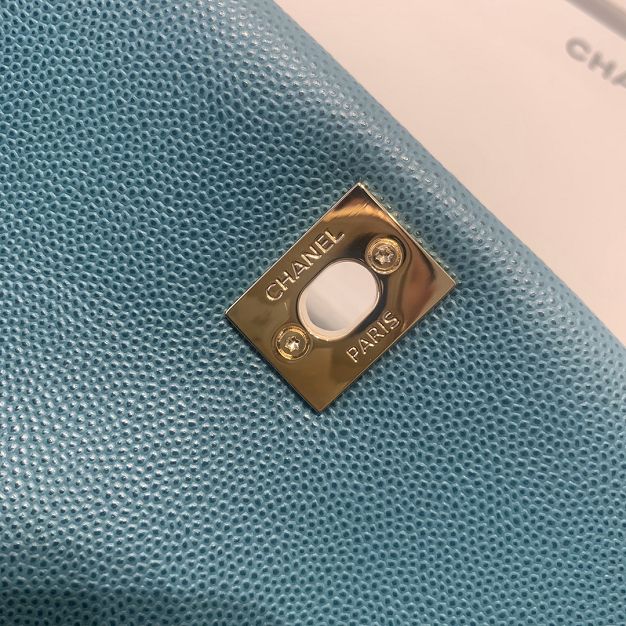 CC original grained calfskin coco top handle mini flap bag AS2215 turquoise
