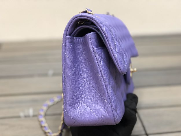 CC original grained calfskin medium flap bag A01112 light purple