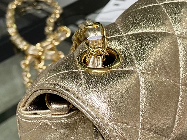 CC original lambskin mini flap bag A69900 champagne gold