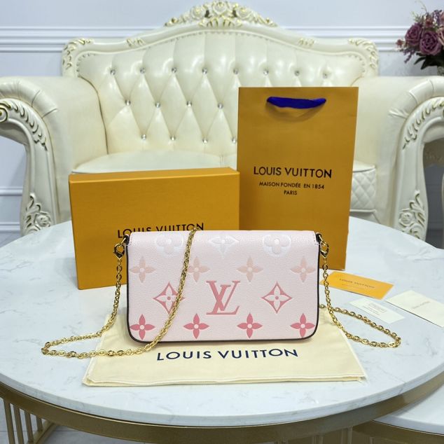 Louis vuitton original monogram calfskin felicie pochette M80498 light pink