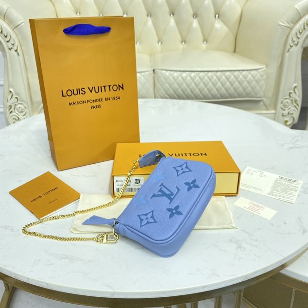 Louis vuitton original calfskin mini pochette M80502 blue