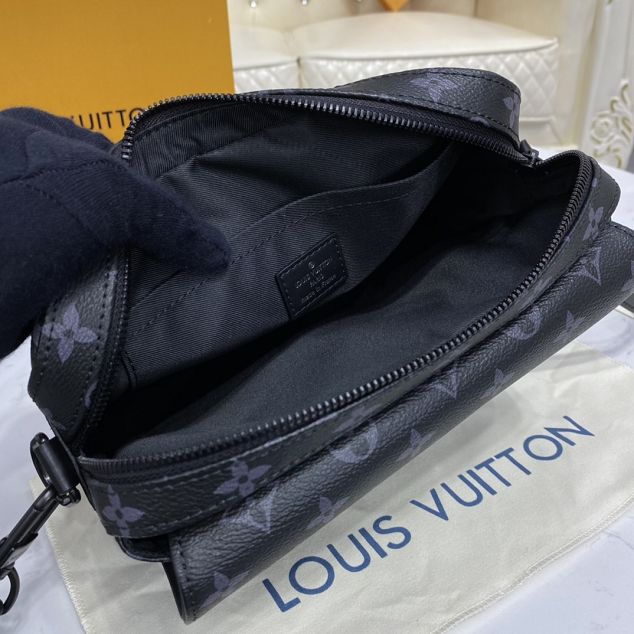 Louis vuitton original monogram eclipse steamer messenger bag M45585 black 