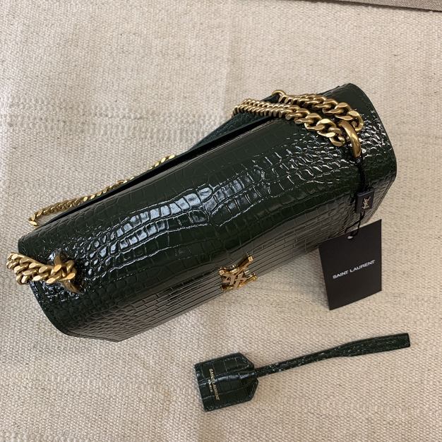 YSL original crocodile calfskin medium sunset bag 442906 green
