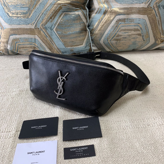 YSL original grained calfskin belt bag 569737 black
