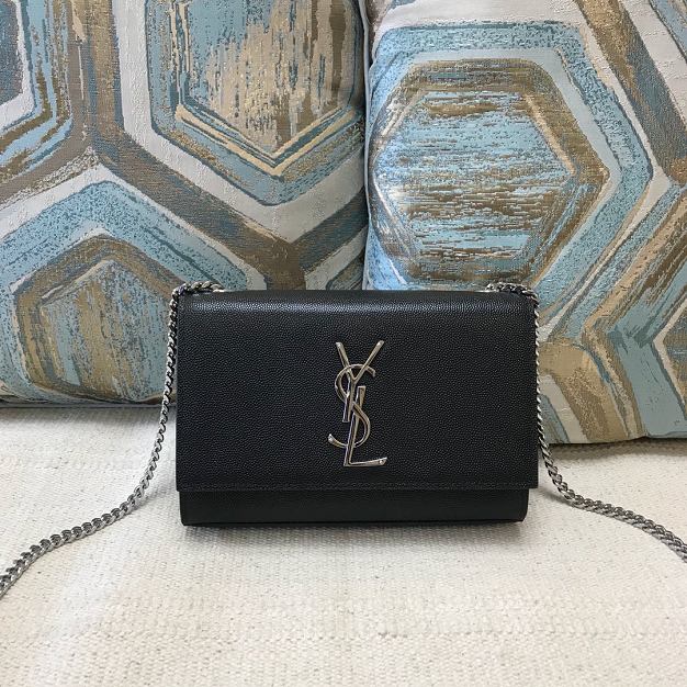 YSL original grained calfskin small kate chain bag 469390 black