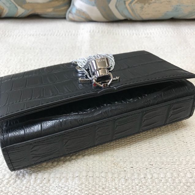 YSL original crocodile calfskin mini kate bag 326076 black