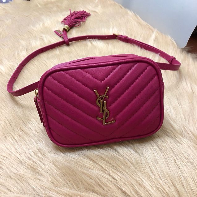 YSL original calfskin lou belt bag 534817 rose red