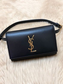 YSL original calfskin belt bag 634895 black