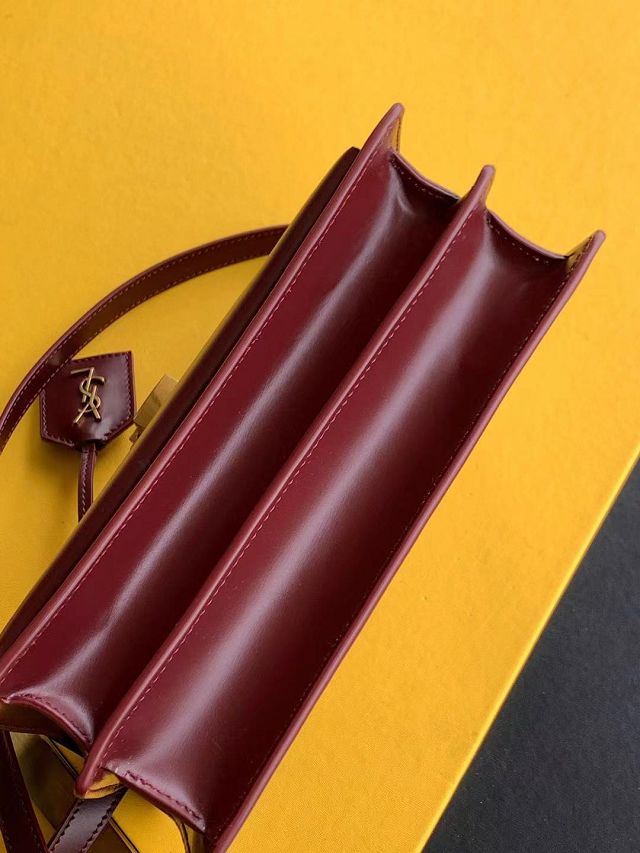 YSL original calfskin briefcase 392264 wine red