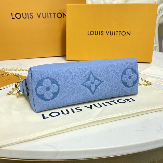 Louis vuitton original calfskin chain cosmetic pouch M80503 blue