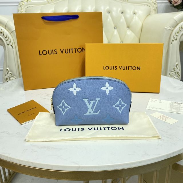 Louis vuitton original calfskin cosmetic pouch M80502 blue