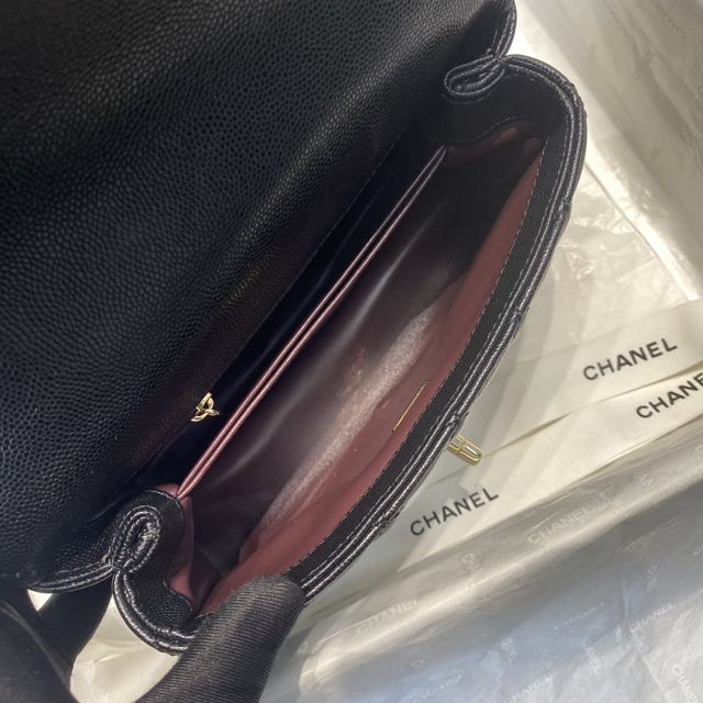 New CC original grained calfskin small coco handle bag A92990-5 black
