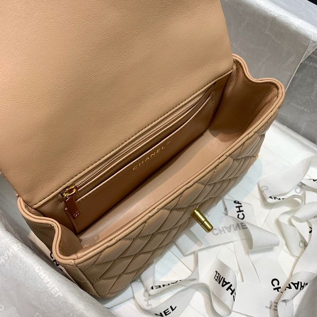 CC original lambskin top handle flap bag bag AS2431 apricot