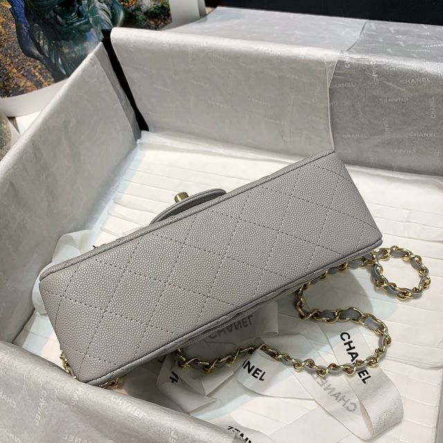 CC original grained calfskin mini flap bag A69900 grey