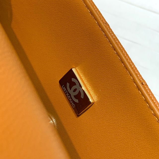 CC original grained calfskin mini flap bag A69900 pumpkin