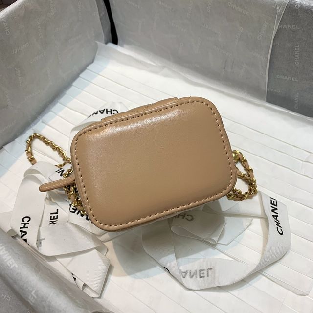 CC original calfskin small vanity with chain AP2292 apricot