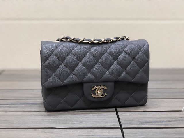 CC original grained calfskin mini flap bag A69900 dark grey