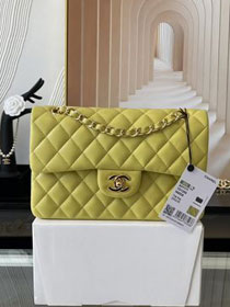 CC original lambskin small flap bag A01113 lemon yellow