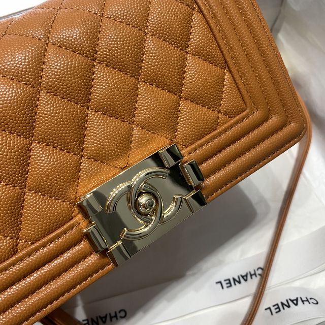 CC original grained calfskin small boy handbag A67085 pumpkin
