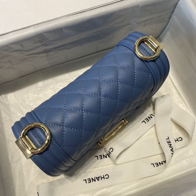 CC original grained calfskin small boy handbag A67085 blue