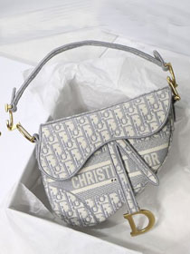 Dior original canvas saddle bag M0446 grey