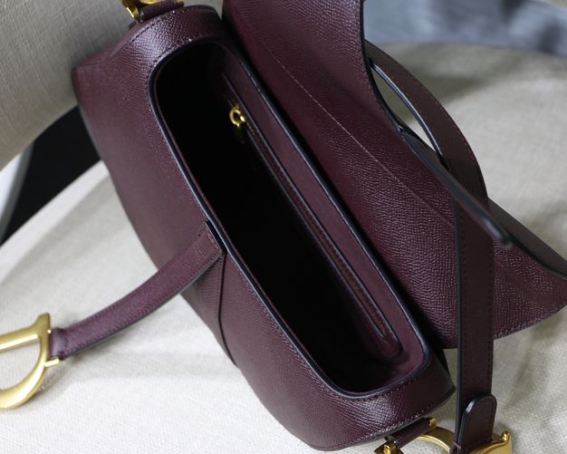 Dior original grained calfskin saddle bag M0446 burgundy