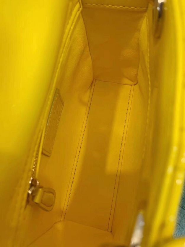 Dior original patent calfskin mini lady bag M0505 yellow