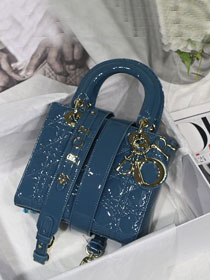 Dior original patent calfskin small my ABCdior bag M0538 dark blue