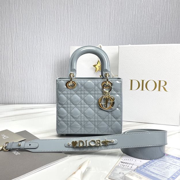 Dior original patent calfskin small my ABCdior bag M0538 light blue