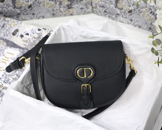 Dior original grained calfskin medium bobby bag M9319 black