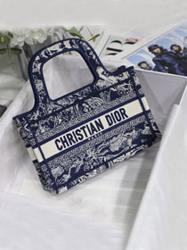 Dior original canvas mini book tote bag S5475 navy blue