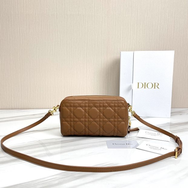 Dior original calfskin caro double pouch S5037 caramel