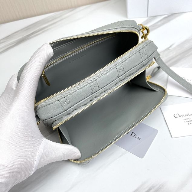 Dior original calfskin caro double pouch S5037 grey