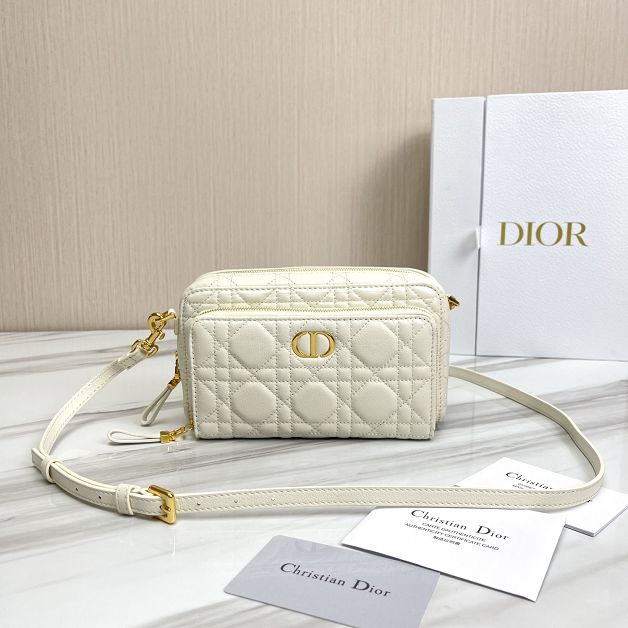 Dior original calfskin caro double pouch S5037 white