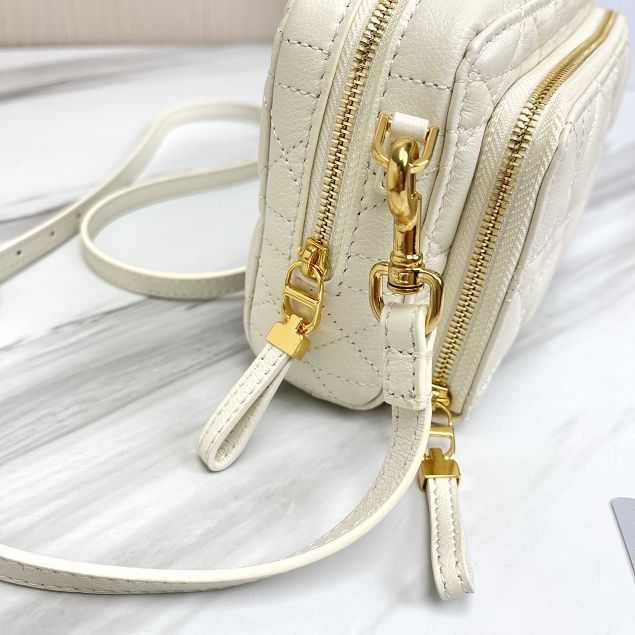Dior original calfskin caro double pouch S5037 white
