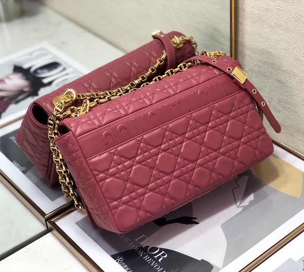 Dior original calfskin large caro bag M9243 hot pink