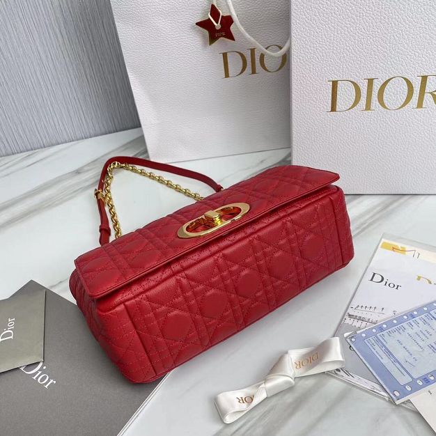 Dior original calfskin large caro bag M9243 red