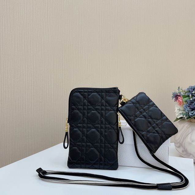Dior original calfskin multifunctional pouch S5036 black