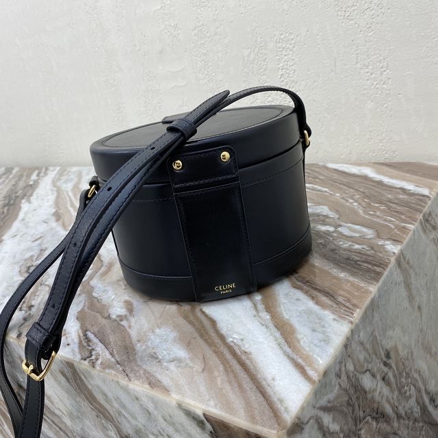 Celine original calfskin medium tambour bag 195192 black