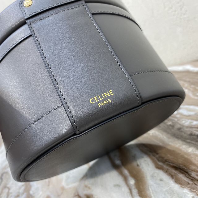 Celine original calfskin medium tambour bag 195192 grey