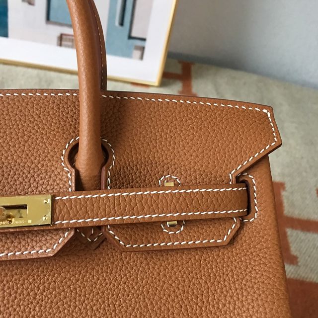 Hermes original togo leather birkin 35 bag H35-1 gold brown