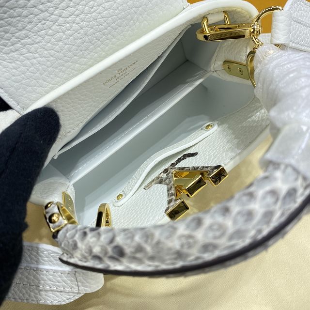 Louis vuitton original calfskin capucines mini handbag M56399 white