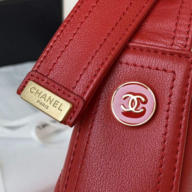 2022 CC original calfskin hobo handbag AS2844 red