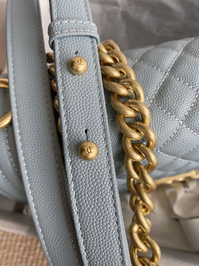 CC original fine grained calfskin medium boy handbag A67086 light blue