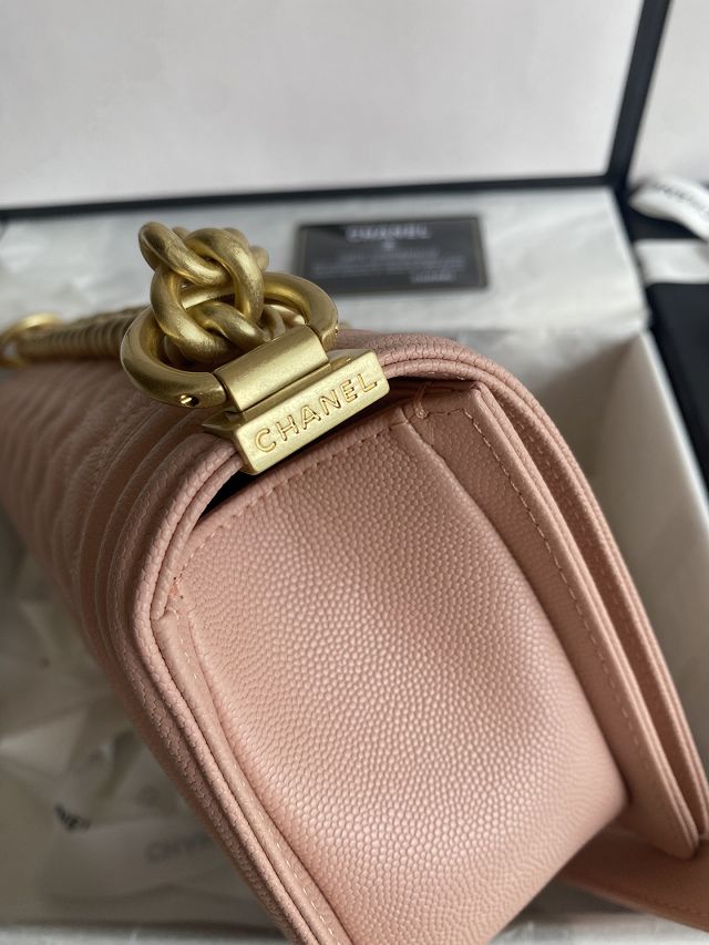 CC original fine grained calfskin medium boy handbag A67086 nude