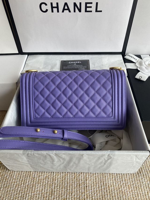 CC original fine grained calfskin medium boy handbag A67086 purple