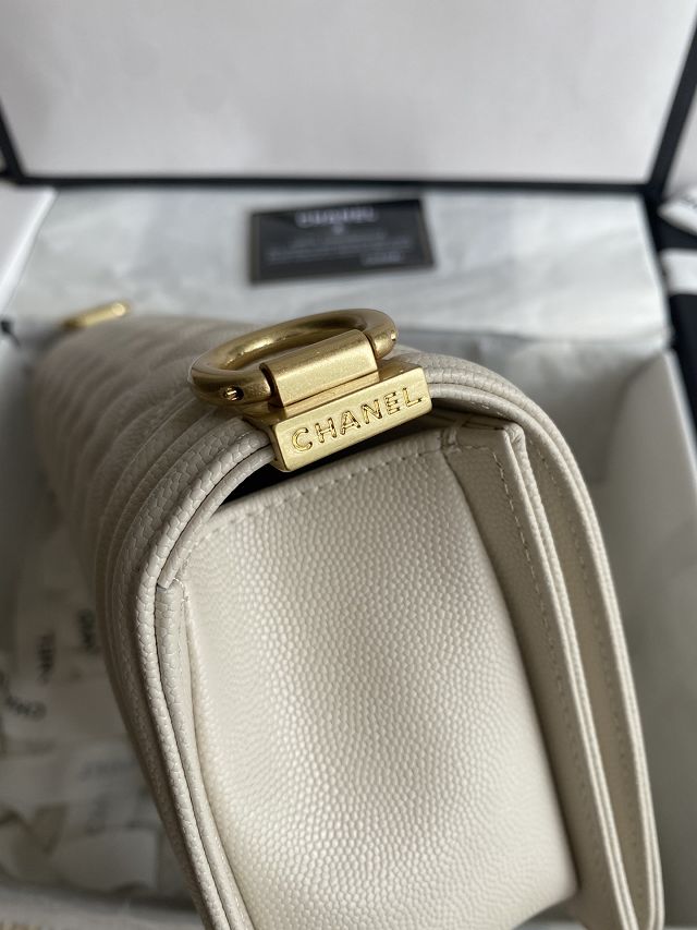 CC original fine grained calfskin medium boy handbag A67086 white