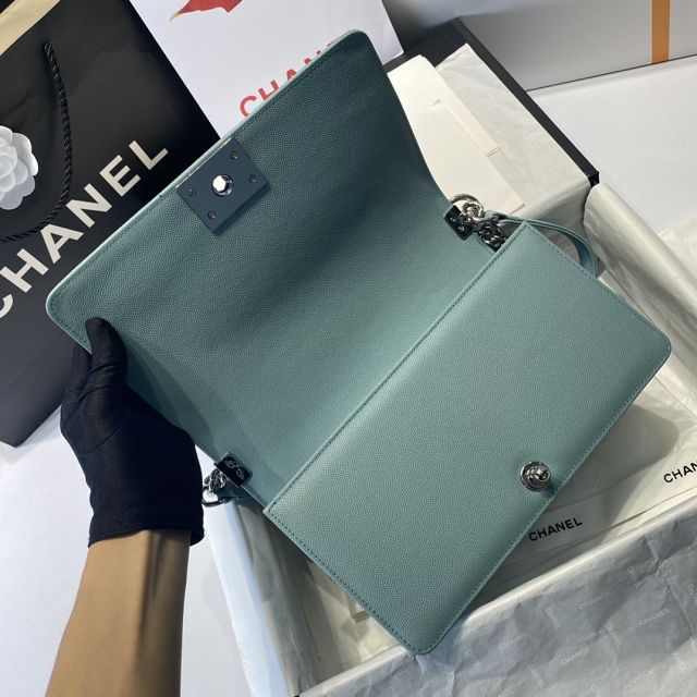 CC original grained calfskin medium boy handbag A67086-2 blue