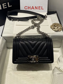 CC original grained calfskin small boy handbag A67085-2 black